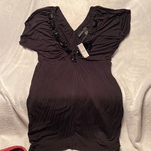 NY&CO Gem Embellished V-Neck Dress